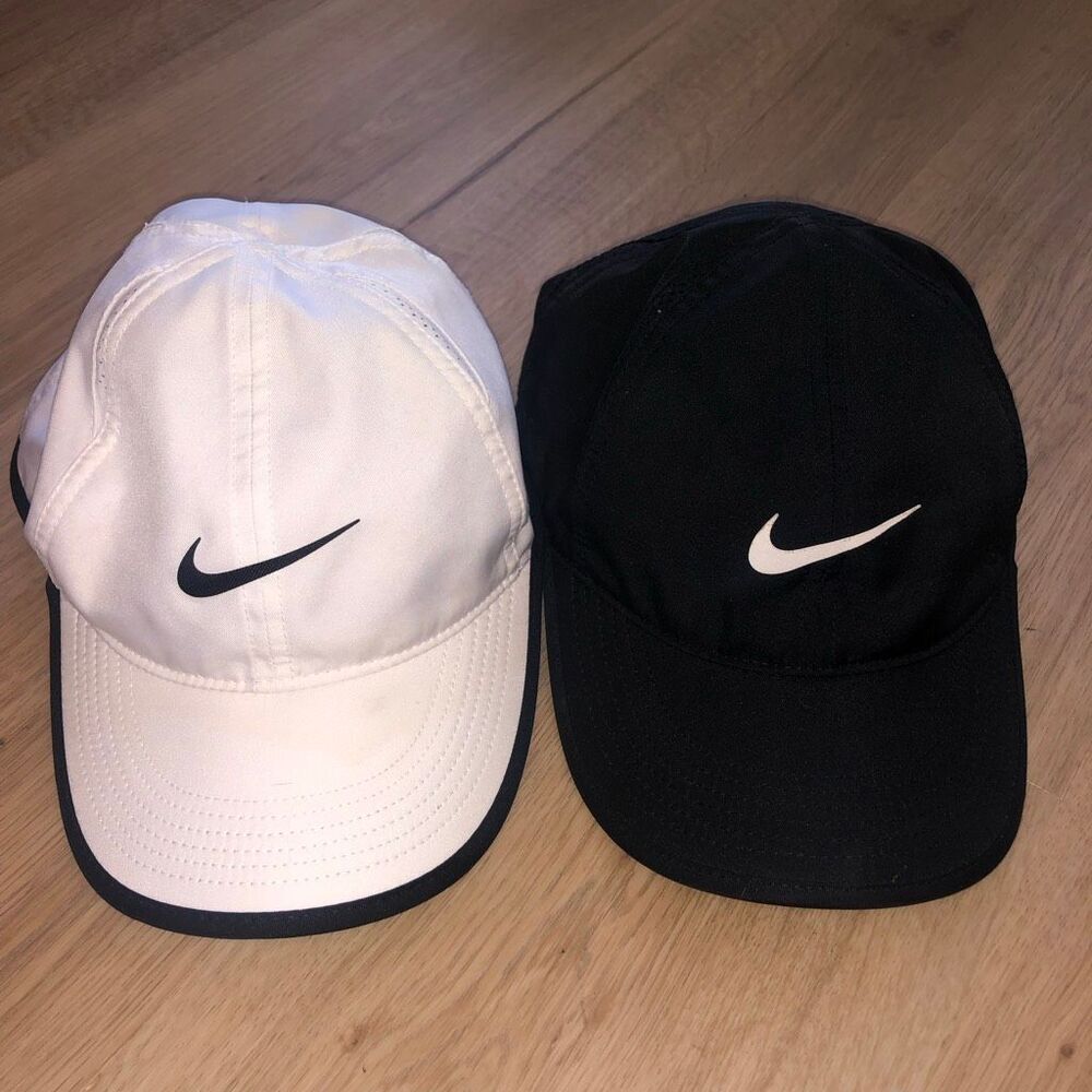 NIKE FEATHERLIGHT RUNNING DRI FIT 2 HAT LOT WHITE BLACK ADULT PANEL CAP